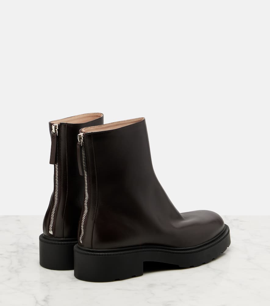 The Row Nobilis Fast Leather Ankle Boots In Brown