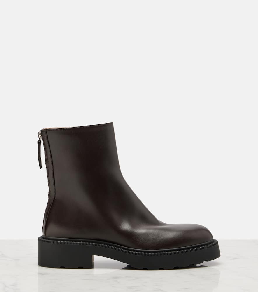 The Row Nobilis Fast Leather Ankle Boots In Brown