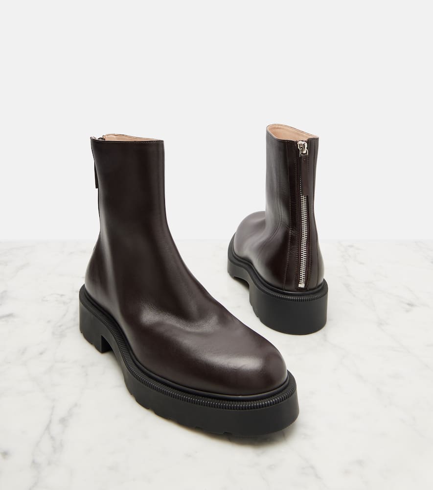The Row Nobilis Fast Leather Ankle Boots In Brown