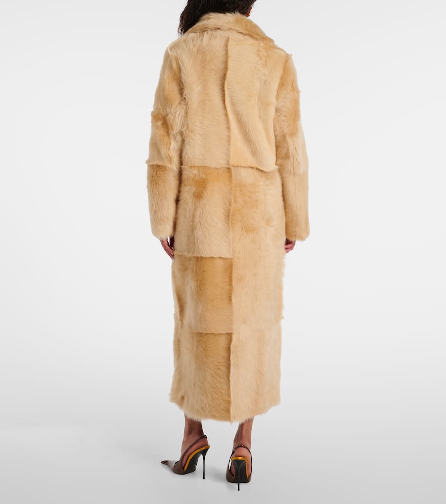 Nour Hammour Evita Long Shearling Coat In Neutral