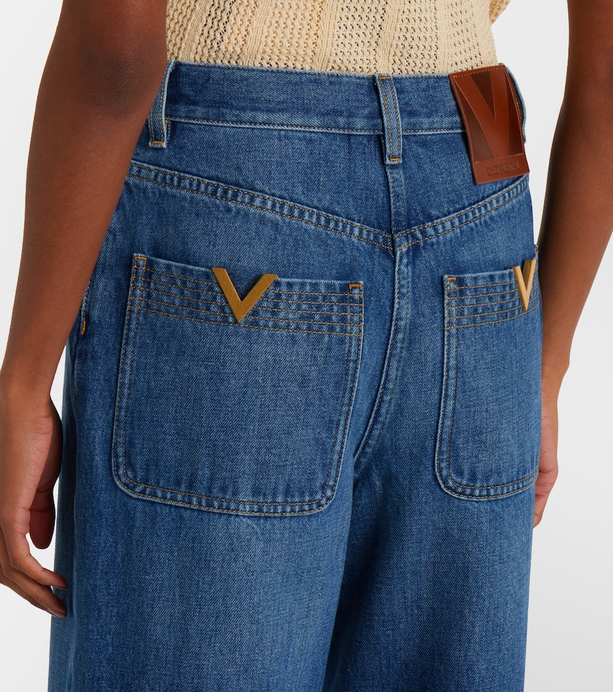  Valentino Valentino Wide-leg Jeans Mit Leder 