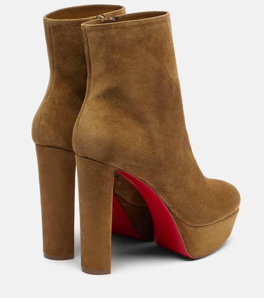 Christian Louboutin Loo Booty 130 Suede Platform Ankle Boots In Brown