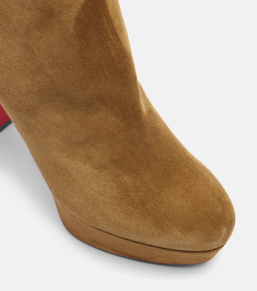 Christian Louboutin Loo Booty 130 Suede Platform Ankle Boots In Brown