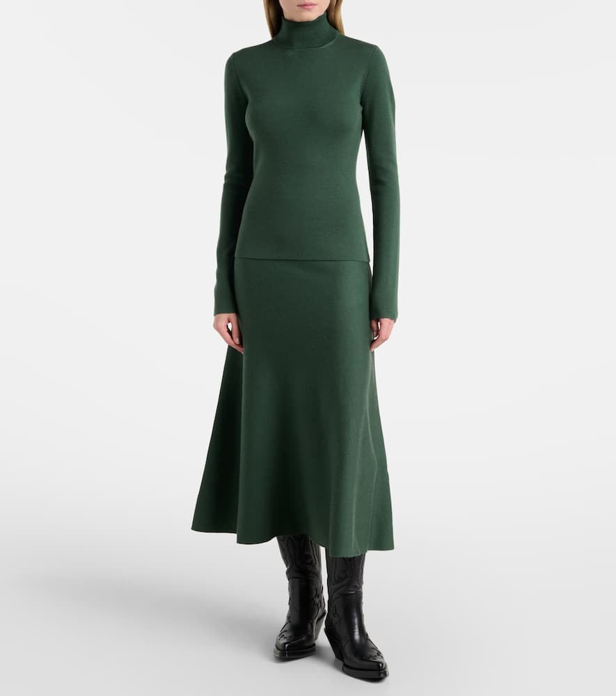 Gabriela Hearst Freddie Wool, Cashmere, And Silk Midi Skirt In Green