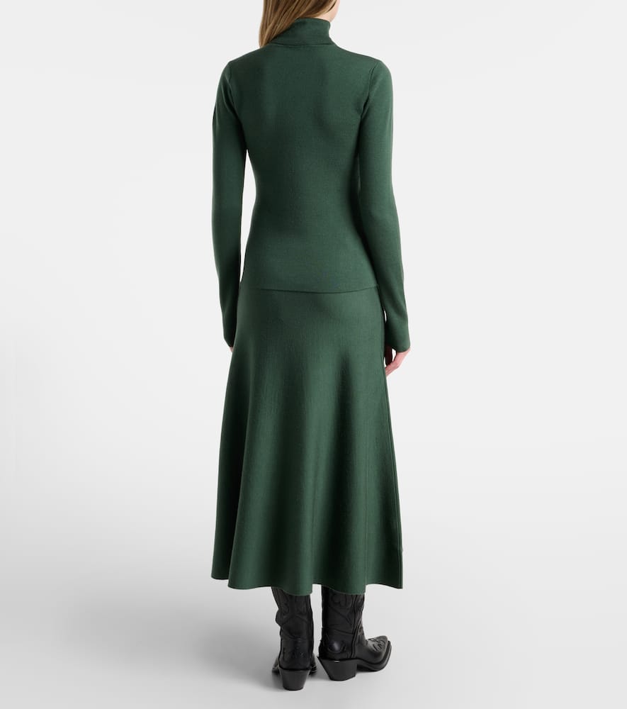 Gabriela Hearst Freddie Wool, Cashmere, And Silk Midi Skirt In Green