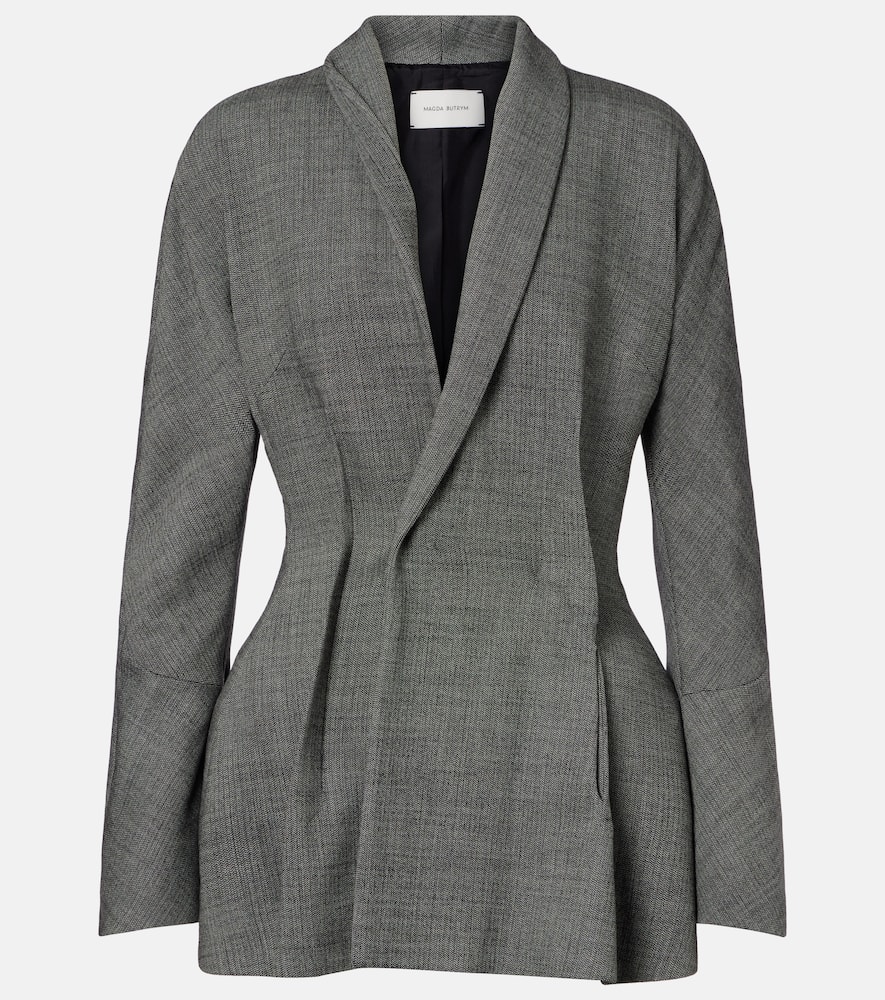 Magda Butrym Draped Wool-blend Blazer In Gray