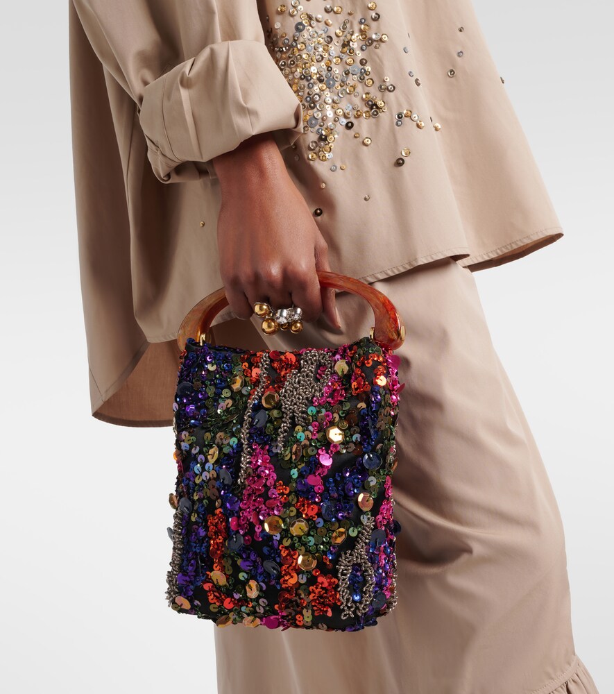 Dries Van Noten Crisp Small sequined satin top-handle bag