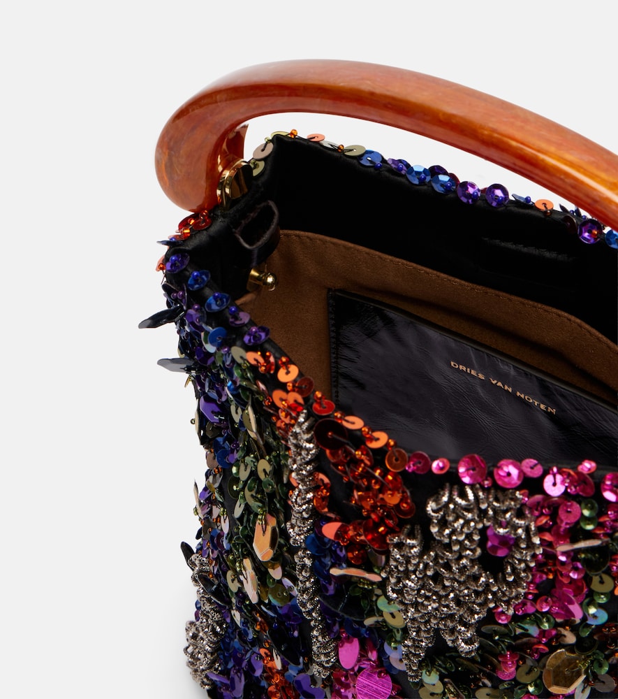  Dries Van Noten Dries Van Noten Crisp Small Sequined Satin Top-handle Bag 