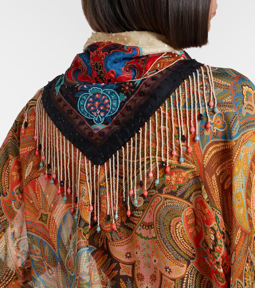 Etro Embellished printed silk scarf