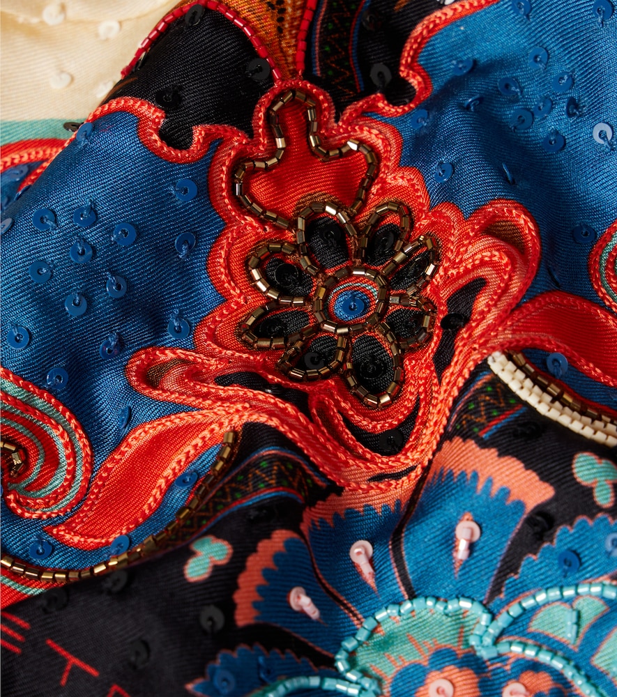  Etro Etro Embellished Printed Silk Scarf 