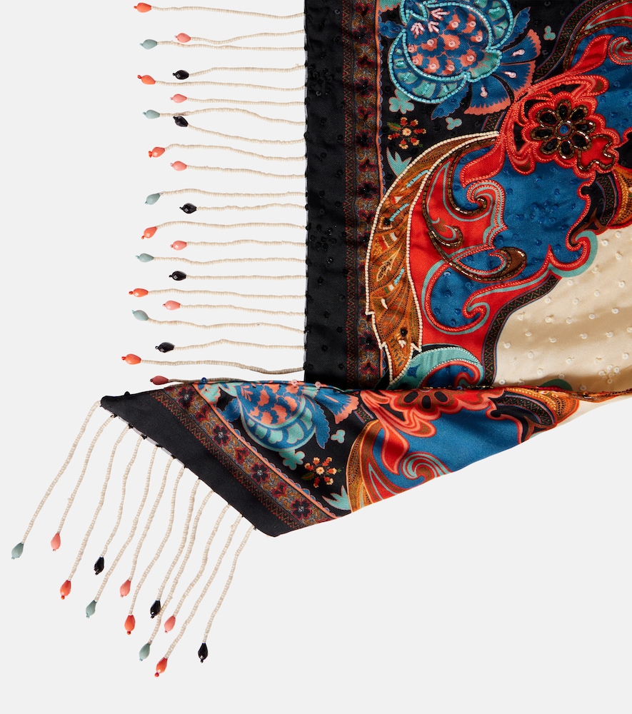  Etro Etro Embellished Printed Silk Scarf 
