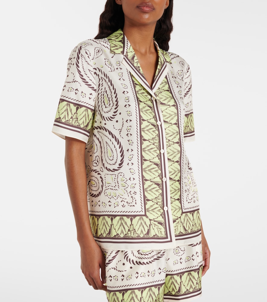  Tory Burch Tory Burch Printed Silk Bowling Shirt 