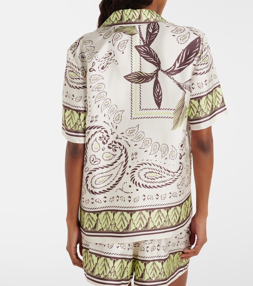  Tory Burch Tory Burch Printed Silk Bowling Shirt 