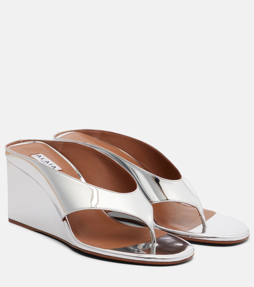 Alaia Alaïa Cube mirrored wedge thong sandals