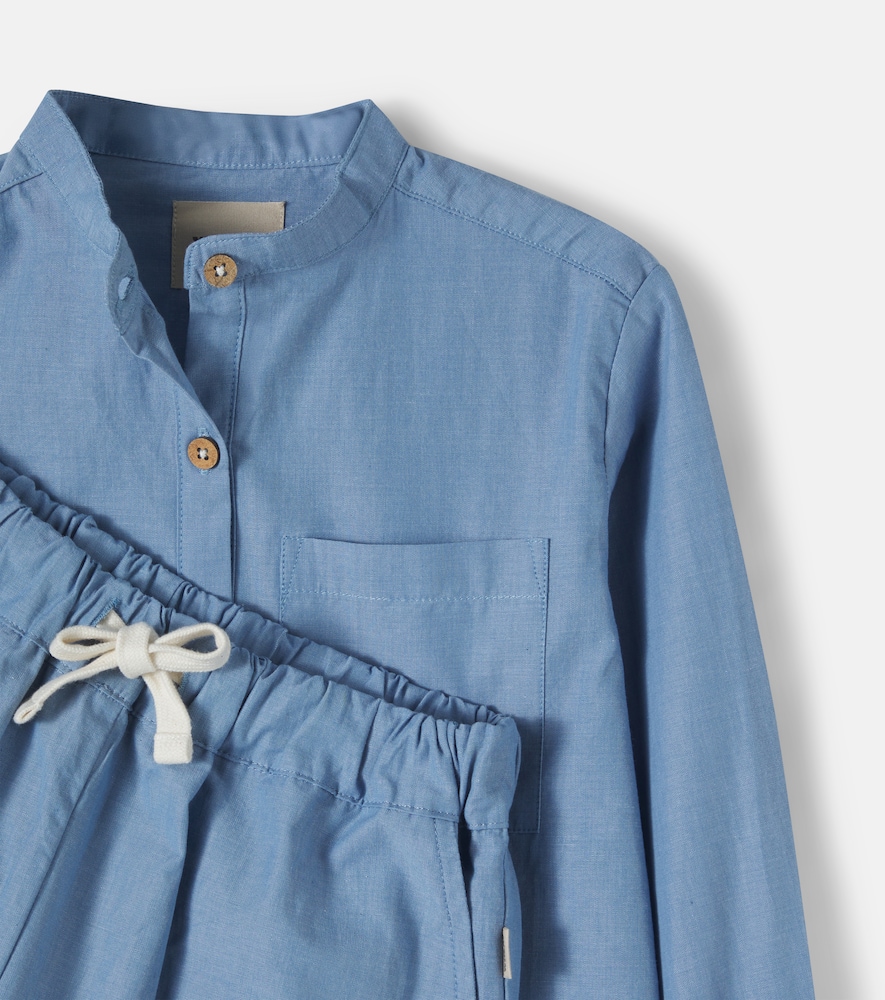  Wheat Wheat Set Aus Hemd Und Shorts Aus Baumwoll-chambray 