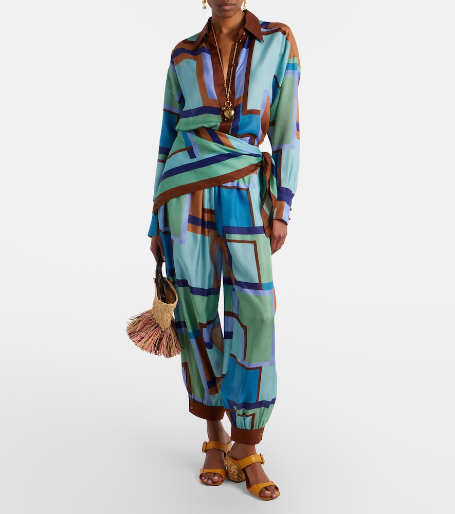 Zimmermann Como printed silk satin shirt