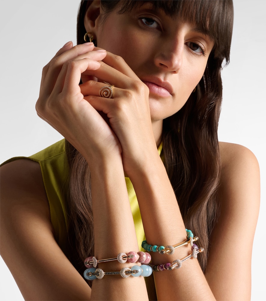  Ananya Ananya Chakra 18kt Rose Gold Beaded Bracelet With Gemstones 
