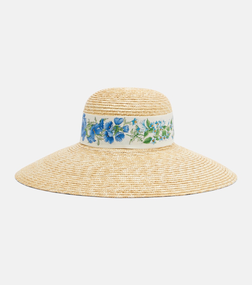 Ferragamo Scarf-detail raffia sun hat - Women's Accessories