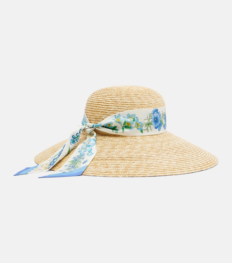  Ferragamo Ferragamo Scarf-detail Raffia Sun Hat 