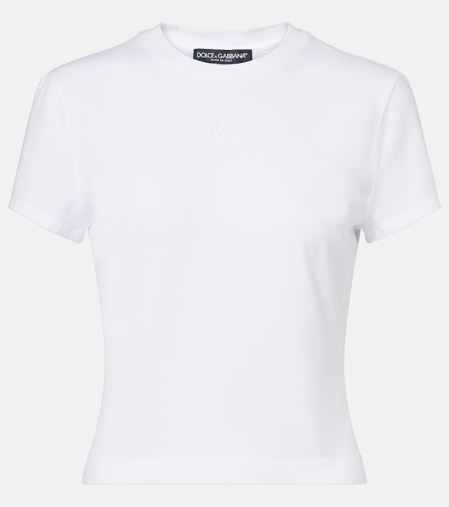 T-shirt in jersey di misto cotone con ricamo