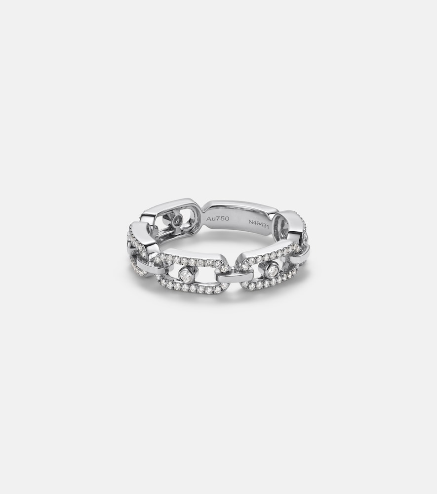 Messika Move Link 18kt white gold ring with diamonds