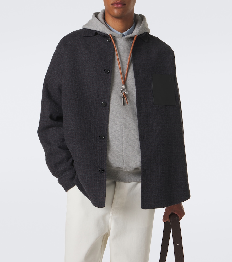 Leather-Trimmed Wool And Silk Overshirt