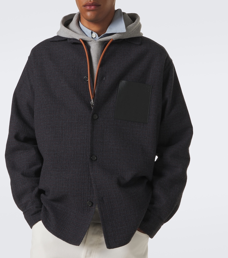 Leather-Trimmed Wool And Silk Overshirt