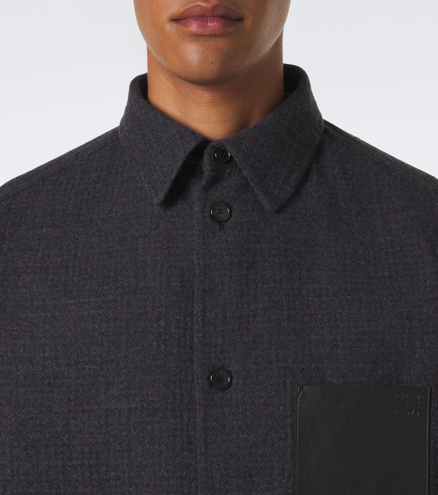 Leather-Trimmed Wool And Silk Overshirt