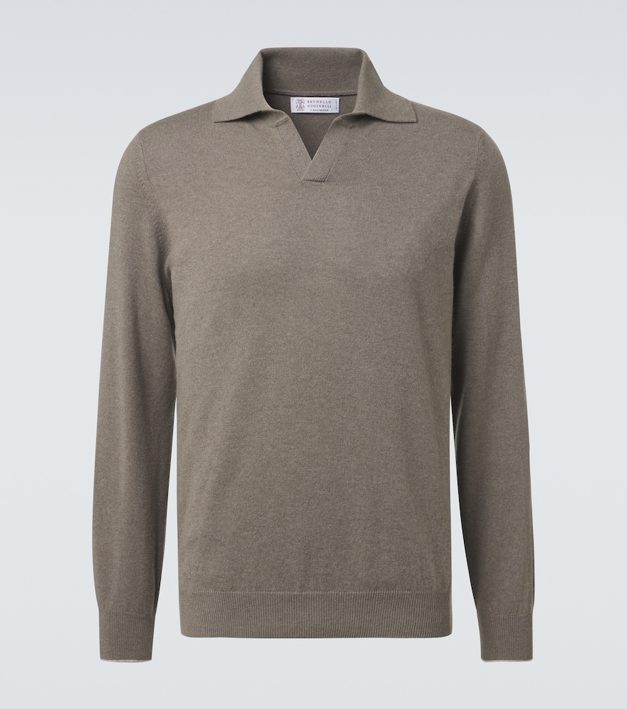 Brunello Cucinelli Men's Grey Cashmere Polo Sweater UK Size 42 - Mytheresa