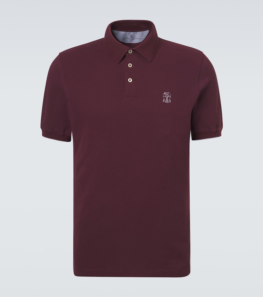 Brunello Cucinelli Men's Burgundy Logo Cotton Pique Polo Shirt UK Size 38 - Mytheresa
