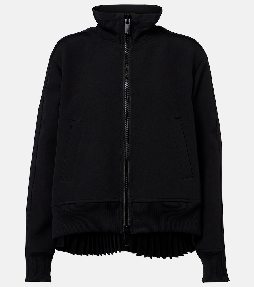 Sacai Paneled Twill Zip-up Sweatshirt In Black