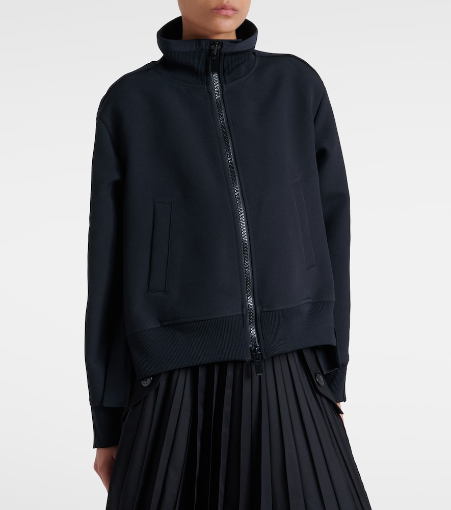 Paneled Twill Zip-Up Sweatshirt