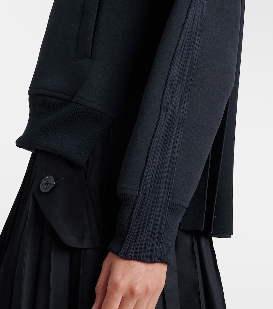 Paneled Twill Zip-Up Sweatshirt