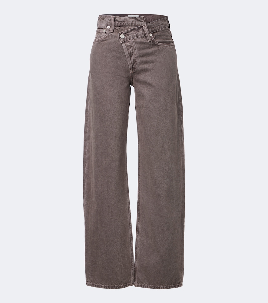 Agolde Arc Criss Cross Wide-leg Jeans In Gray