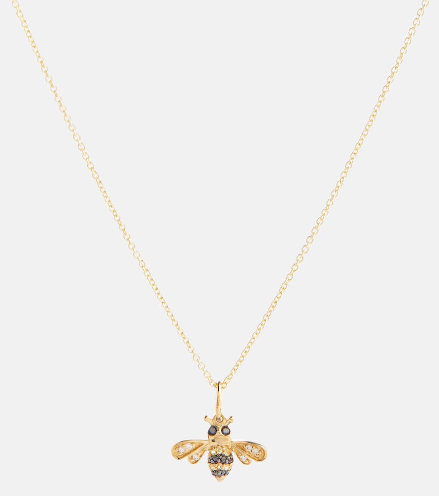 Sydney Evan Bumblebee 14kt gold necklace with diamonds and sapphires