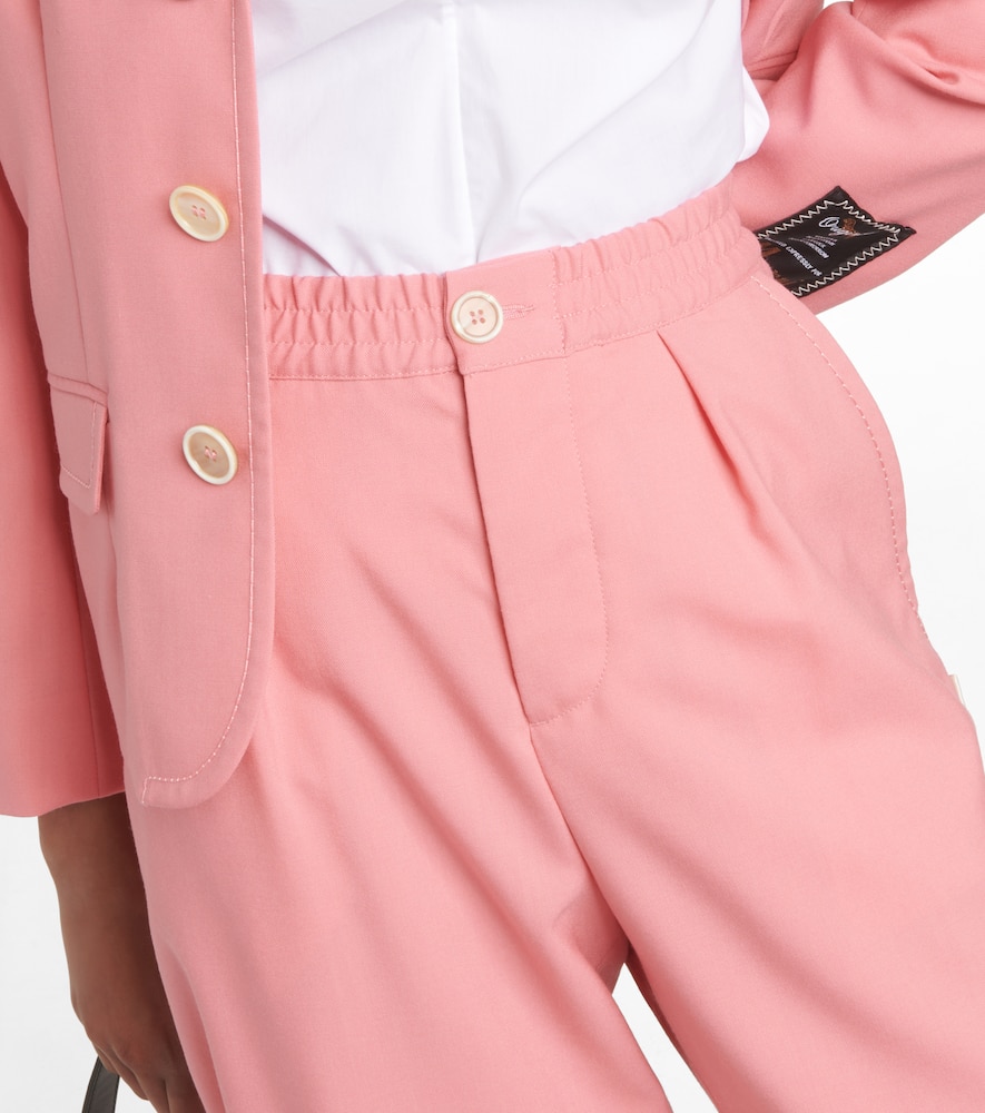 Marni High-rise Pleated Wool Crop Pants In Pink Candy