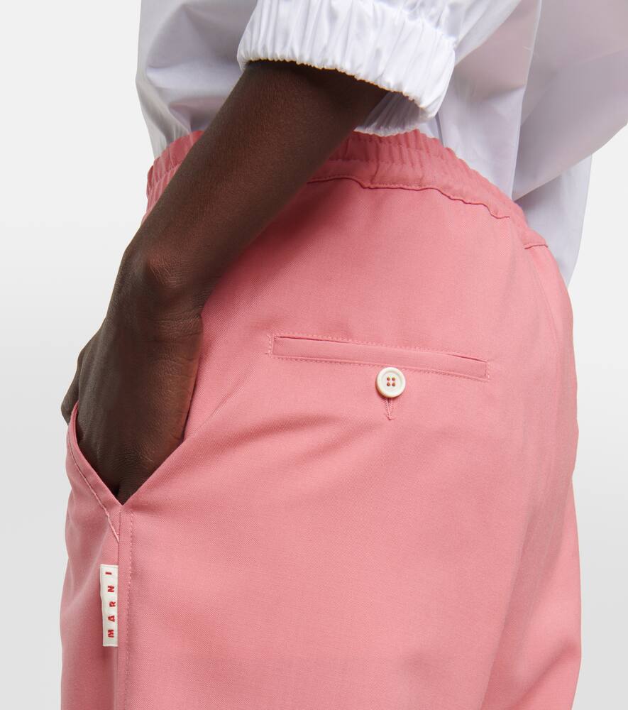 Marni High-rise Pleated Wool Crop Pants In Pink Candy