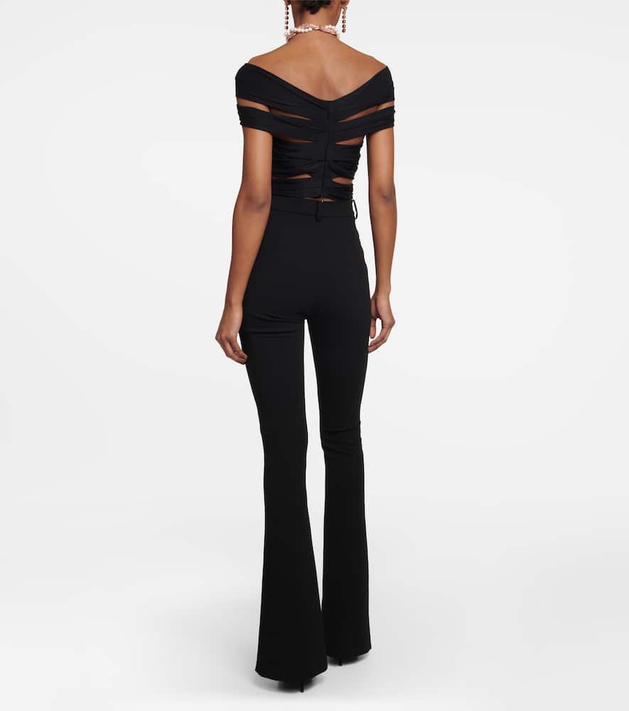 Magda Butrym Cutout Off-shoulder Jersey Crop Top In Black