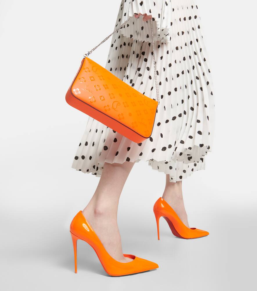 Christian Louboutin Kate 100 Patent Leather Pumps In Fluo Orange/lin Fluo Orange