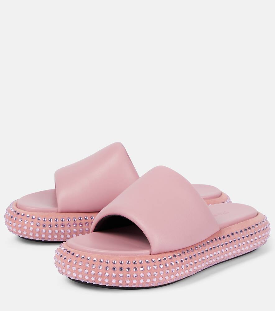 Shop Jw Anderson Embellished Leather Platform Sandals In Pink