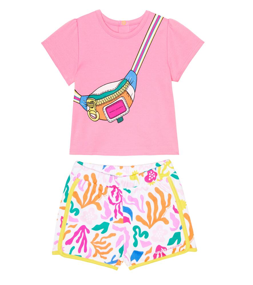 Shop Marc Jacobs Baby Cotton T-shirt And Shorts Set In Apricot