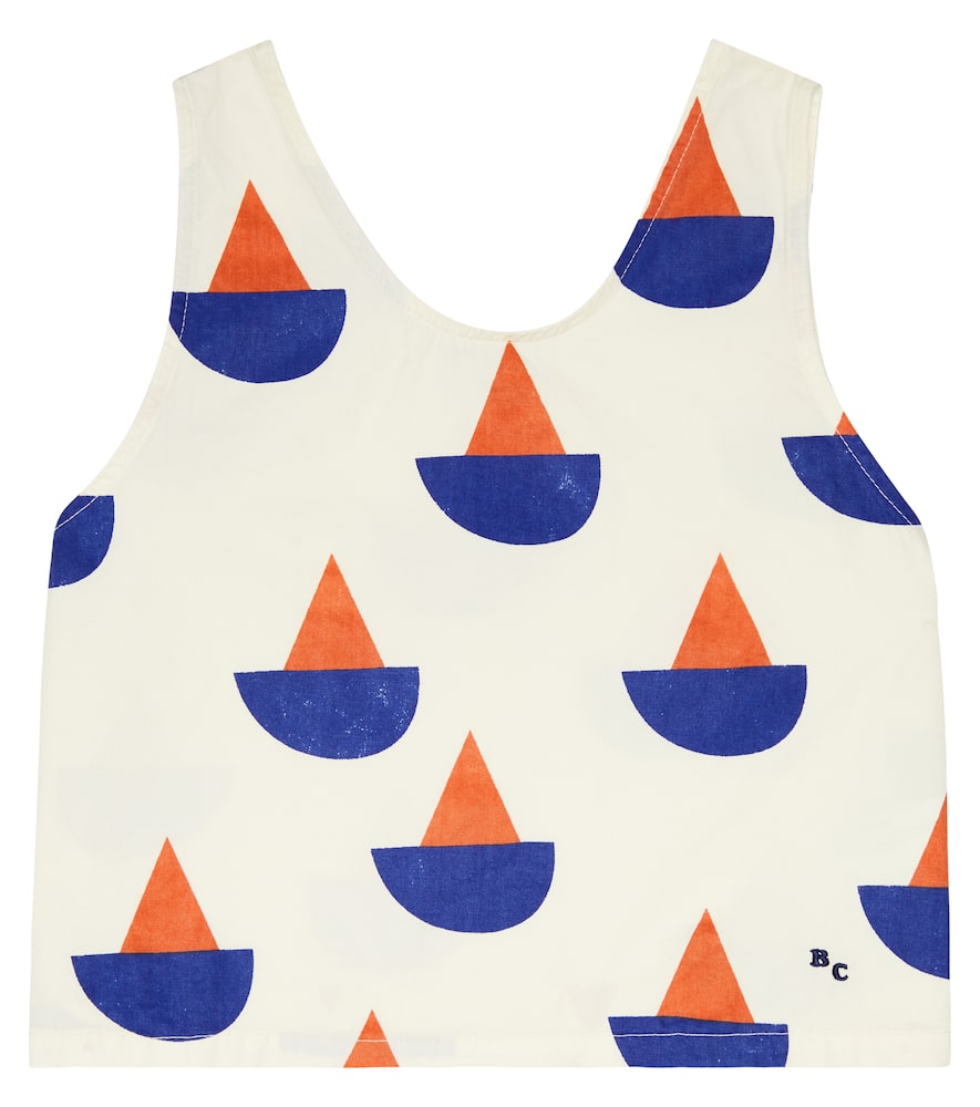 Bobo Choses White Tank Top For Girl With Multicolor Print All-over And Logo In White