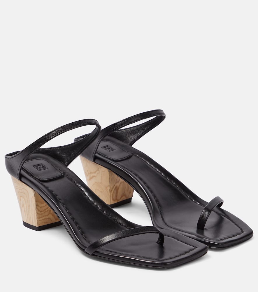 Shop Totême The City Leather Sandals In Black