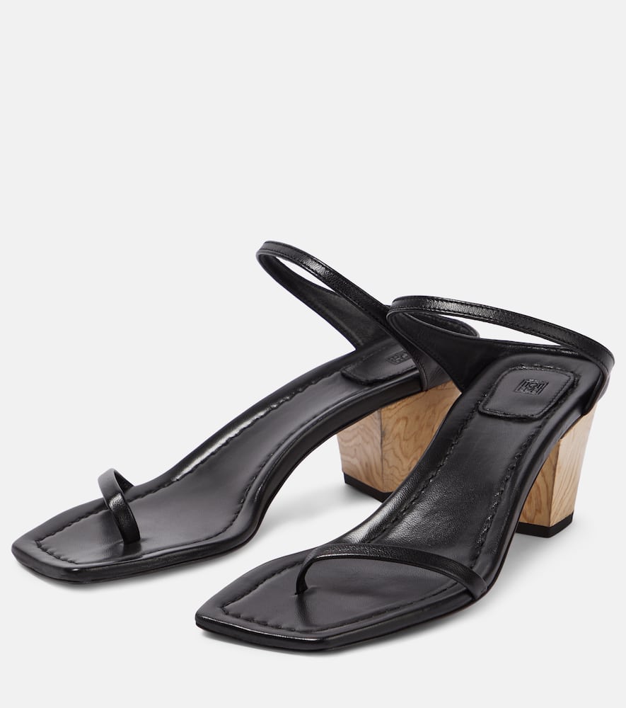 Shop Totême The City Leather Sandals In Black