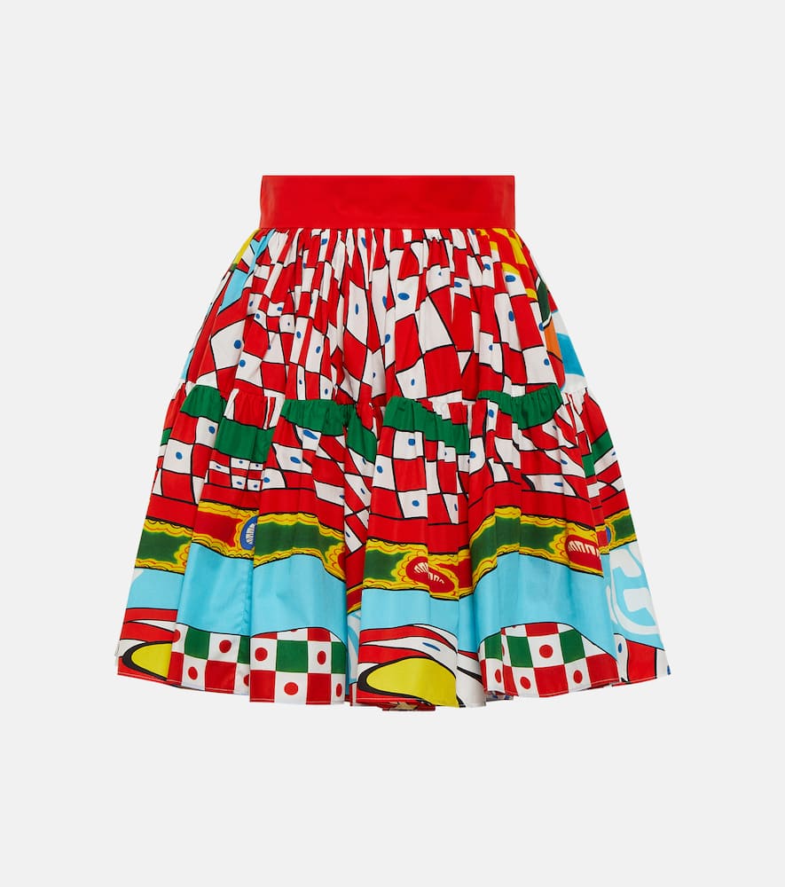 Shop Dolce & Gabbana Printed Cotton Poplin Miniskirt In Multicoloured