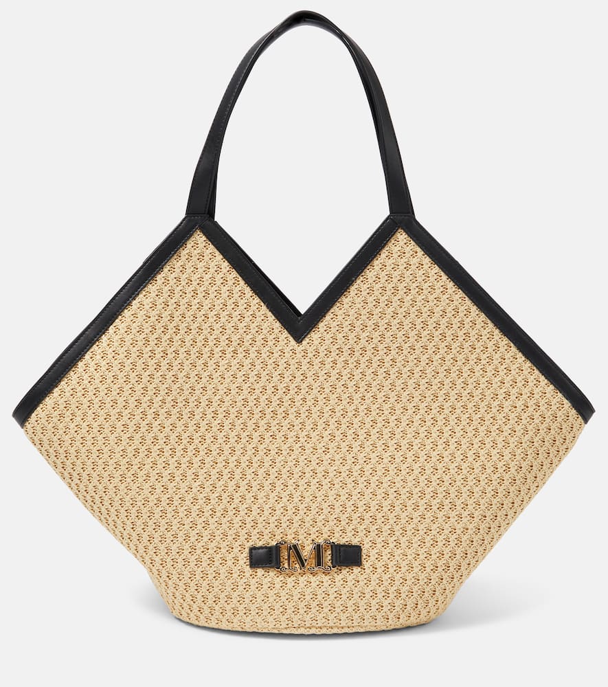 Max Mara Luigi leather-trimmed raffia tote bag