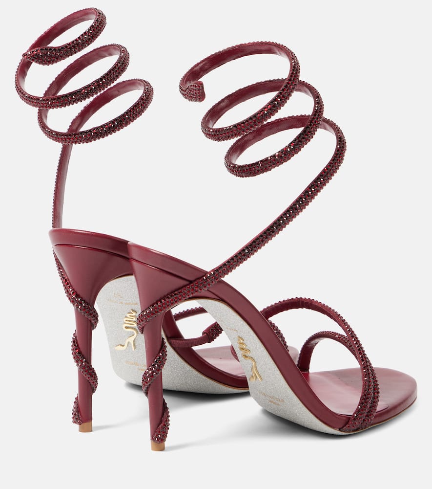 René Caovilla Heeled Sandals Rene Caovilla Woman Color Burgundy In Bordeaux Satin-lamb