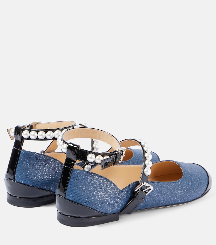 Mach & Mach Mach & Mach Embellished Denim Mary Jane Flats 