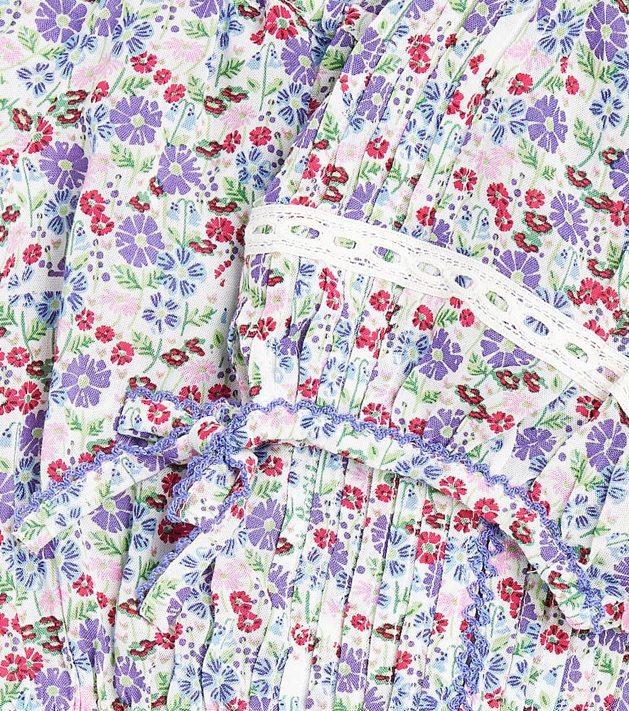 Poupette St Barth Bonny Floral Pleated Crop Top In Blue