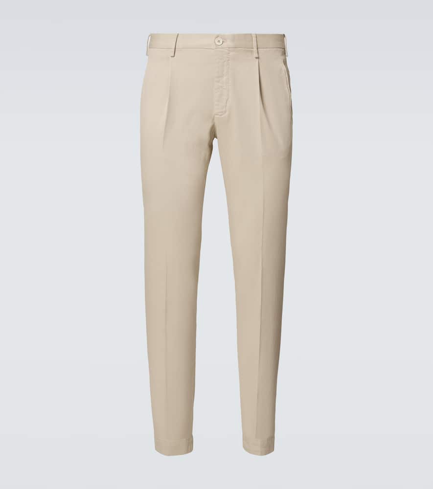 Pleated cotton tapered pants